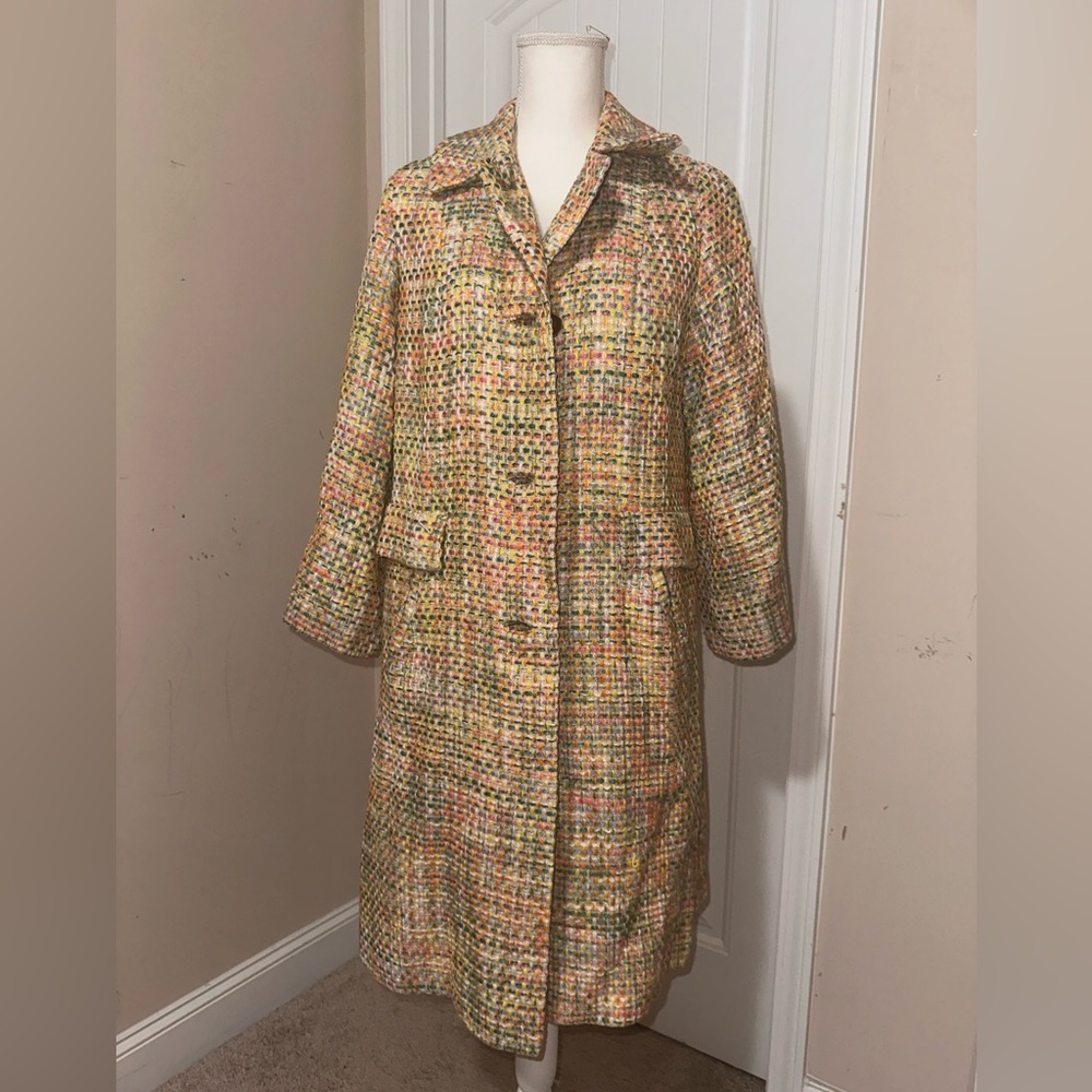 Elegant Multicolor Tweed Coat for Women